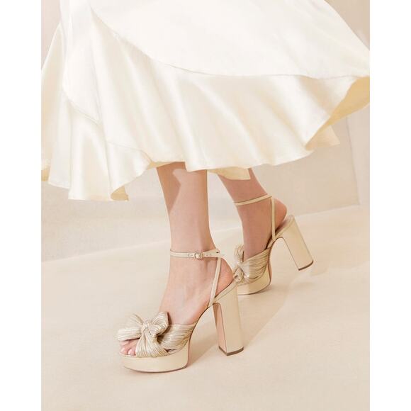 Loeffler Randall Natalia Pleated Platform Sandals Platinum - 7 - Picture 5 of 6